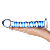 Gläs Blue Spiral 7.5" Glass Dildo