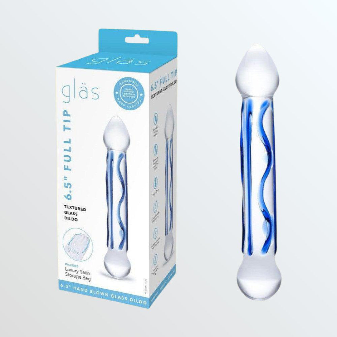 Gläs Full Tip 6.5" Textured Glass Dildo