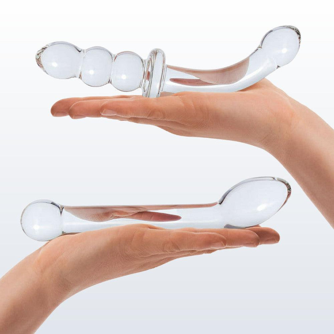 Clear Glass Dildo G-Spot & Prostate Massager – Dual-Ended Anal Butt Plug For Men And Women, Waterproof, Silent
