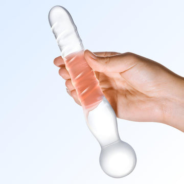 Gls Joystick 8 Inch Clear Glass Dildo Spiral Ridge  Condomania.com