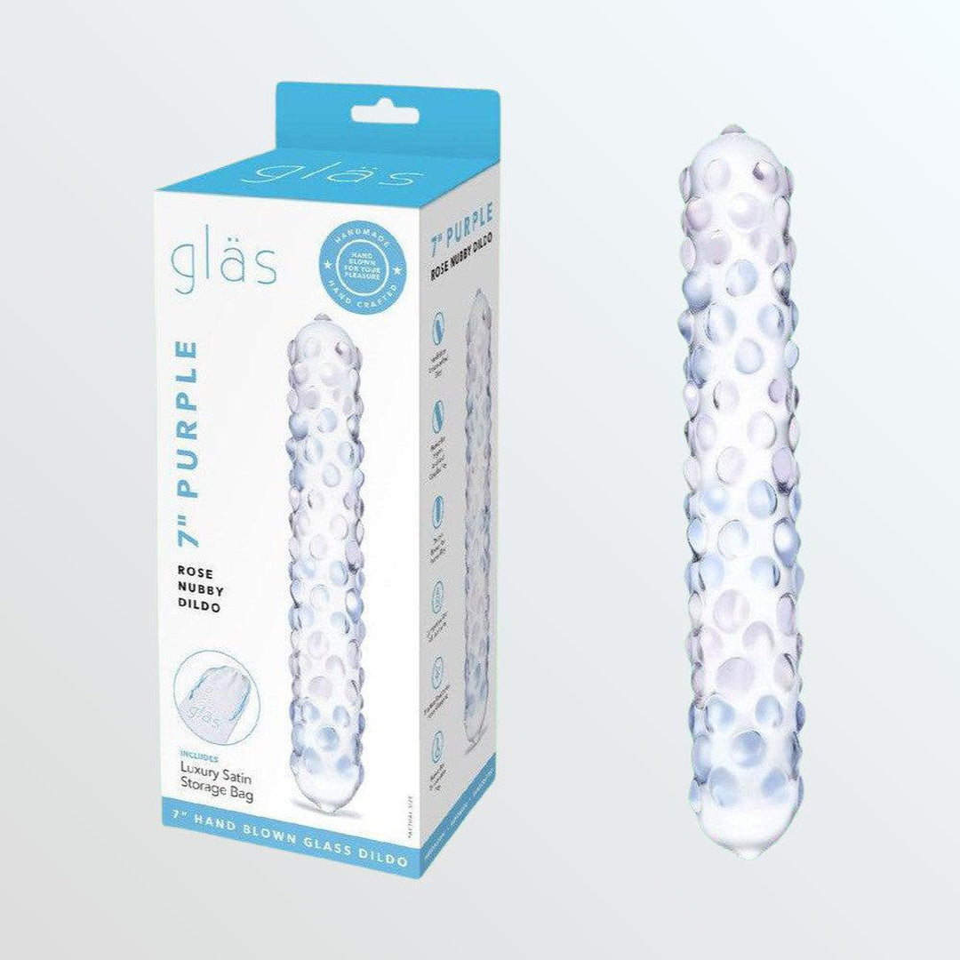 Gläs Purple Rose Nubby 7" Glass Dildo