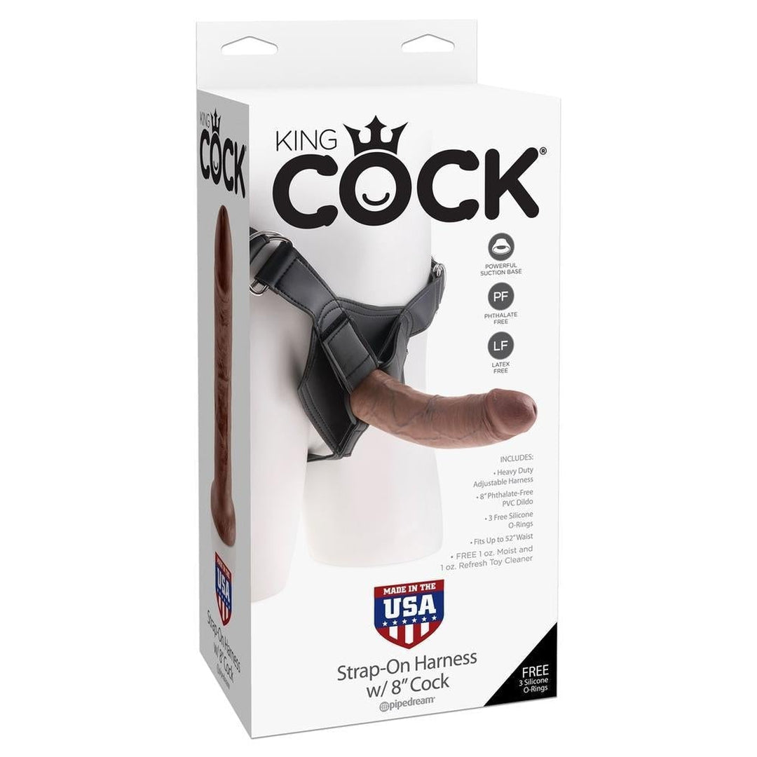 King Cock Strap-on Harness With 8" Brown Cock
