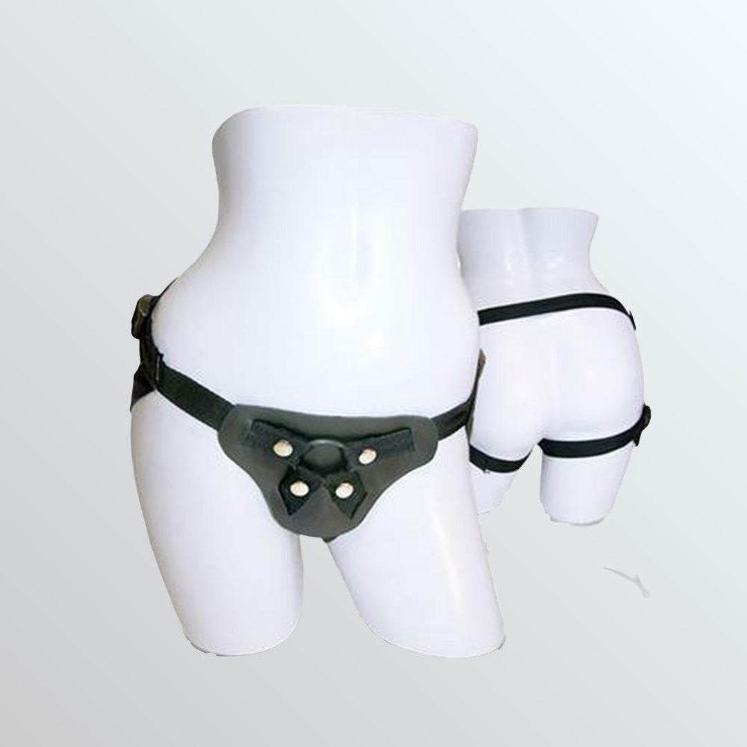 Latigo Black Leather Strap-On Harness
