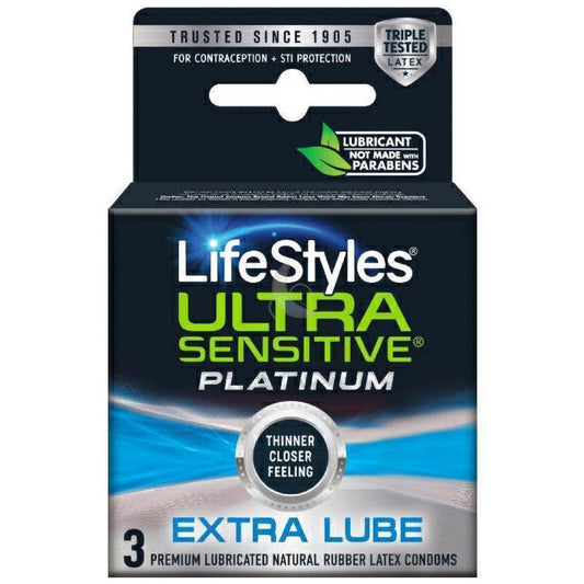 LifeStyles Ultra Sensitive Platinum Extra Lube Condoms 1080