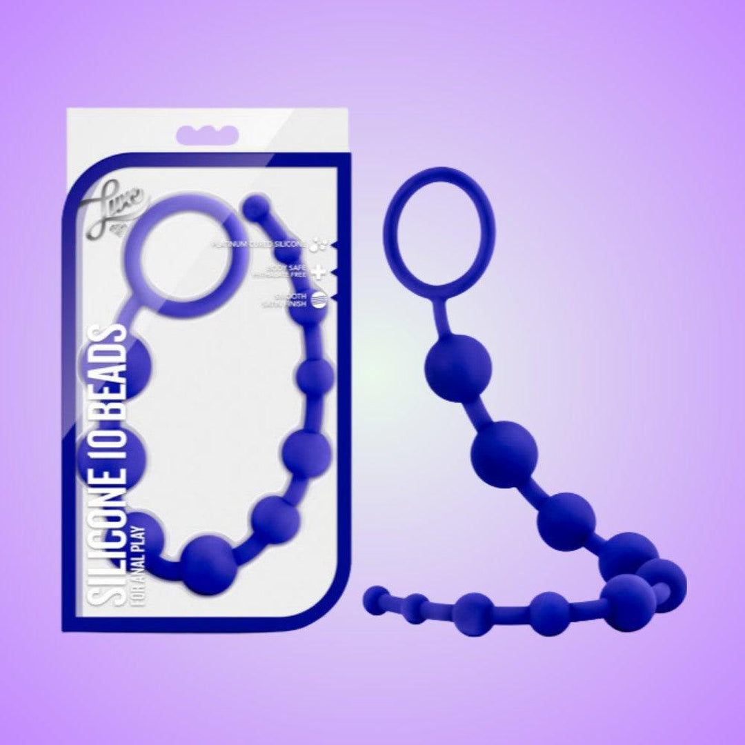 Luxe Silicone Anal Beads with 10 Beads - Indigo