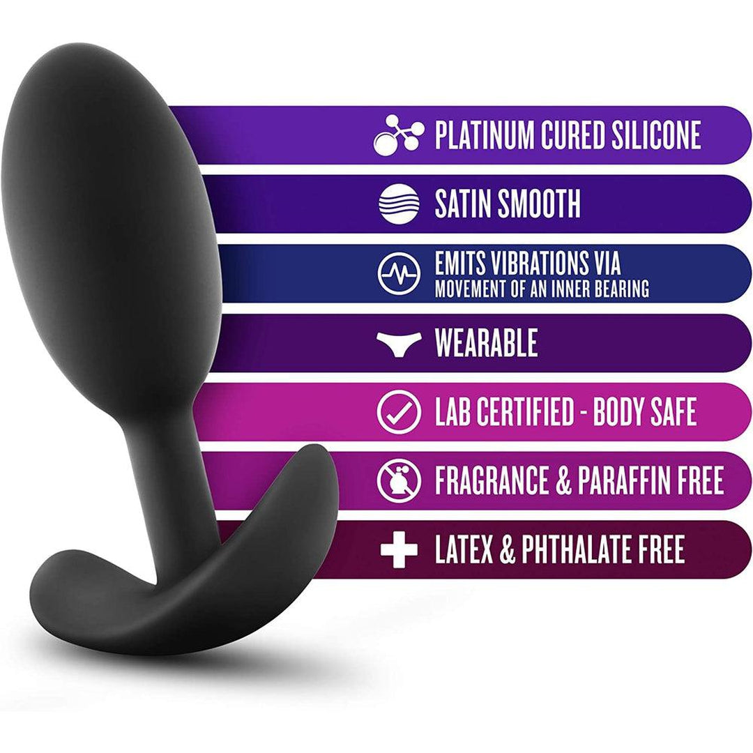 Luxe Wearable Vibra Slim Black Butt Plug Medium Battery-Free Condomania.com Luxe Wearable Vibra Slim Black Butt Plug Medium Battery-Free Condomania.com
