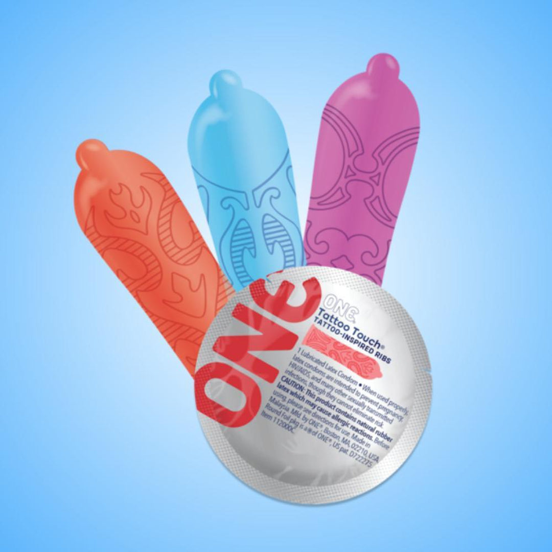 ONE Tattoo Touch Ribbed Condoms