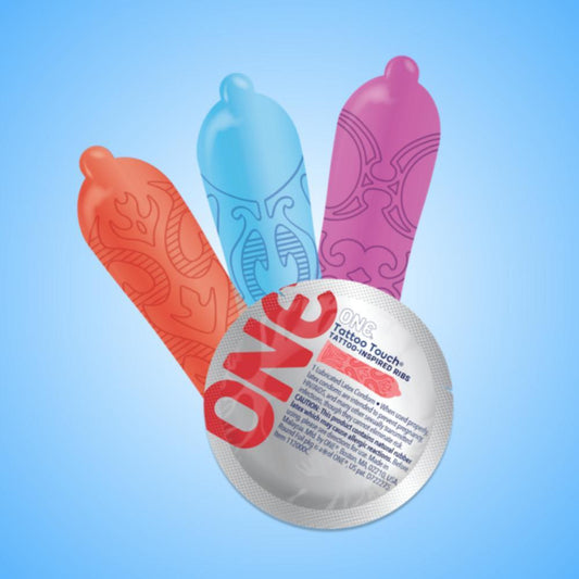 ONE Tattoo Touch Ribbed Condoms 1080