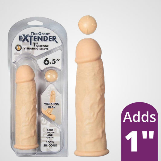 The Great Extender 1st Vibrating Penis Sleeve 6.5" - White 1080