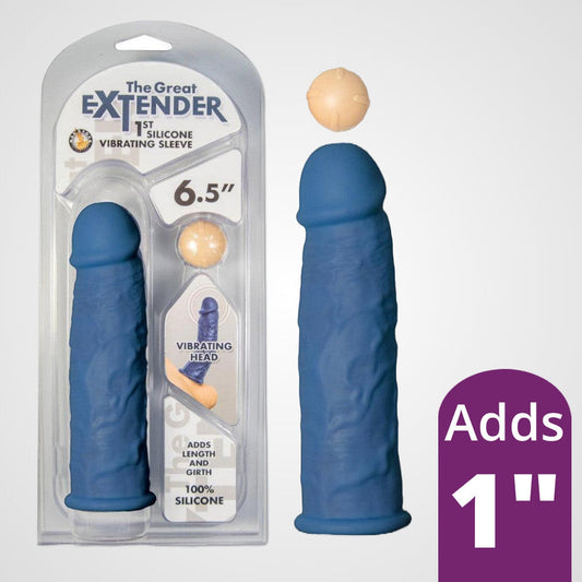The Great Extender 1st Vibrating Penis Sleeve 6.5" - Blue 1080