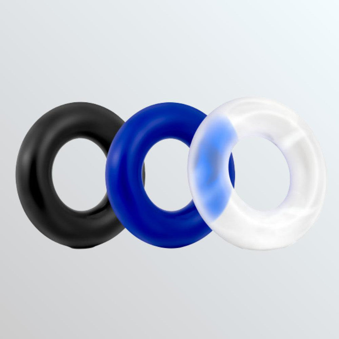 3 Pack Silicone Cock Rings – Firm, Stretchy, ED Support, Stay Hard, Men’s Intimate Wellness