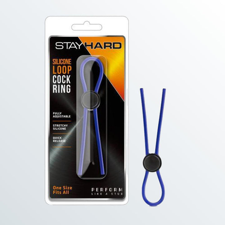 Stay Hard Silicone Loop Adjustable Blue Cock Ring