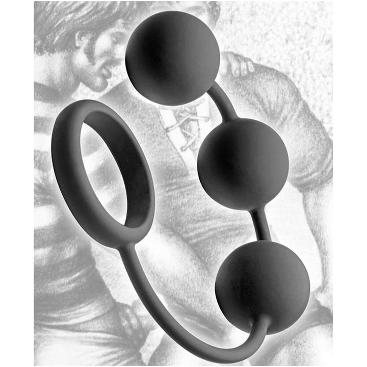 Tom of Finland Silicone Cock Ring with 3 Weighted Balls