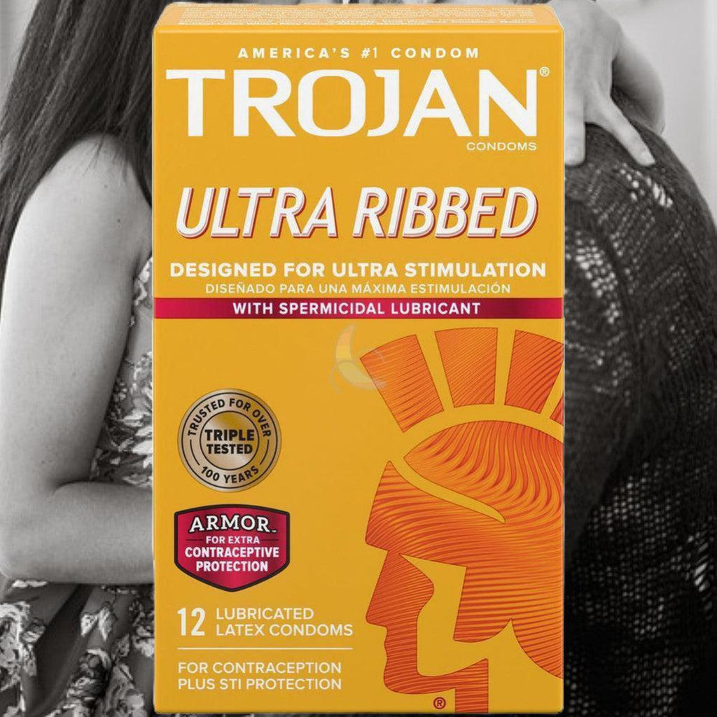 Trojan Ultra Ribbed Armor Condoms | Spermicidal – Condomania.com