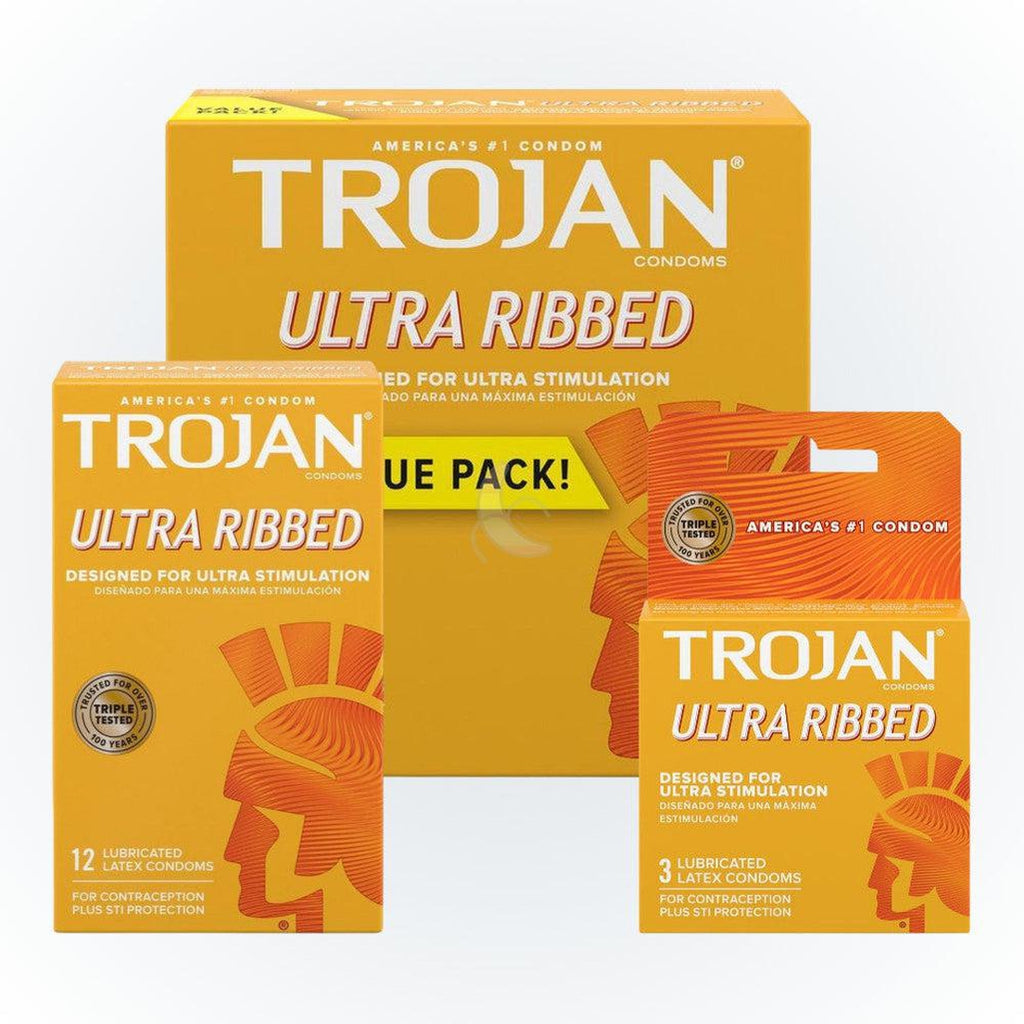 Extra Ribbed Trojam Trojan Ultra Ribbed Condoms | Textured Pleasures – Condomania.com