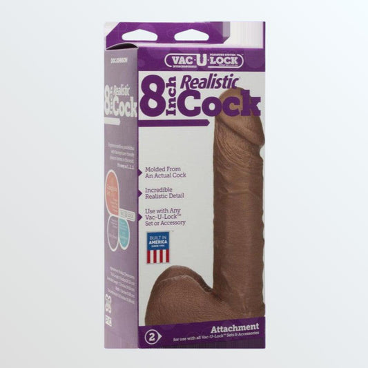 Vac-U-Lock 8" Realistic Brown Cock for Harnesses 1080