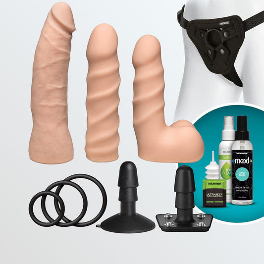 Vac-U-Lock Dual Density Starter Set w/ Harness, Dildos, and More! 1080