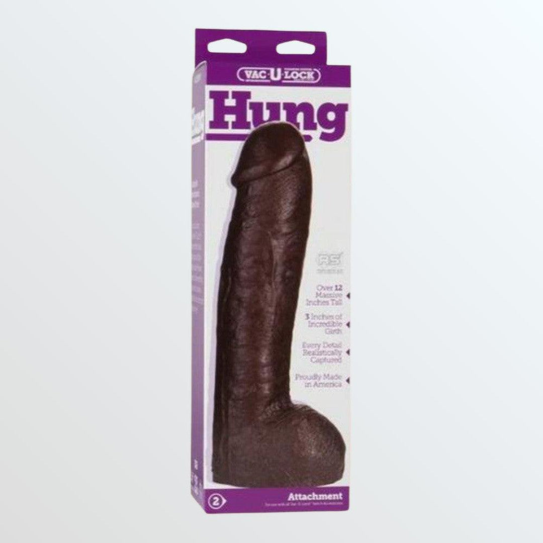 Vac-U-Lock Realistic Hung 12.5" Black Dong for Harnesses