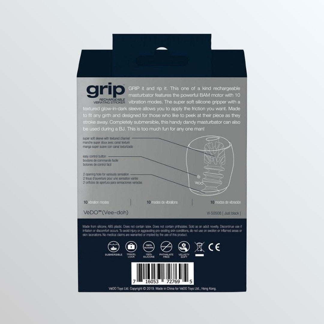 VeDO GRIP Vibrating Penis Stroker - 10 Vibration Modes Condomania.com VeDO GRIP Vibrating Penis Stroker - 10 Vibration Modes Condomania.com