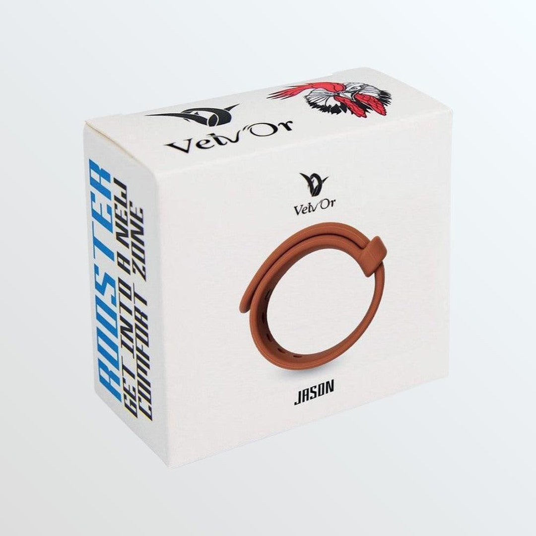 Velv'Or Rooster Jason Adjustable Hard Silicone Cock Ring - Brown